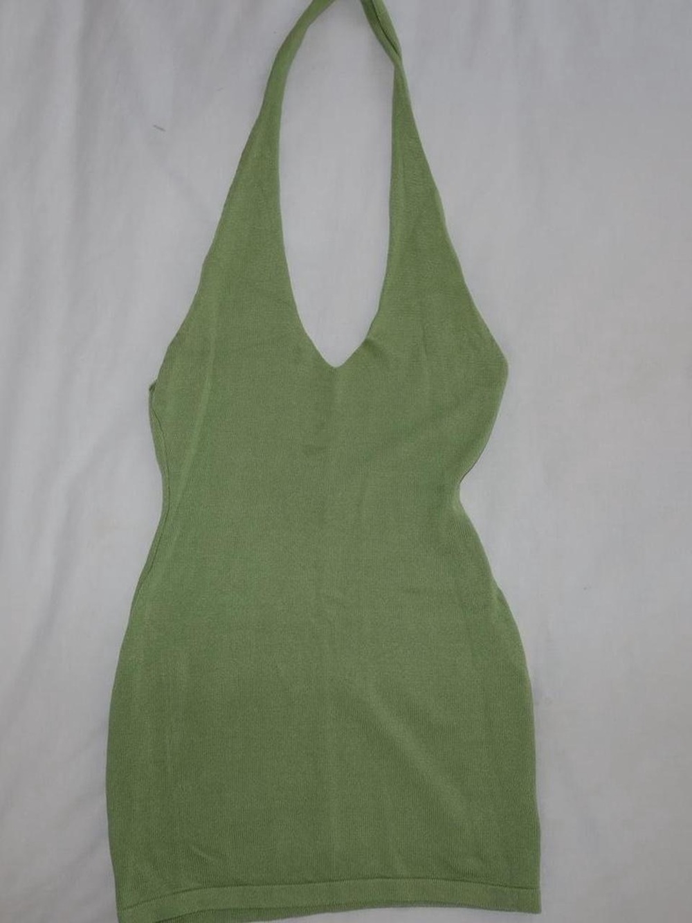 Beginning Boutique Olive Green Halter Mini Dress